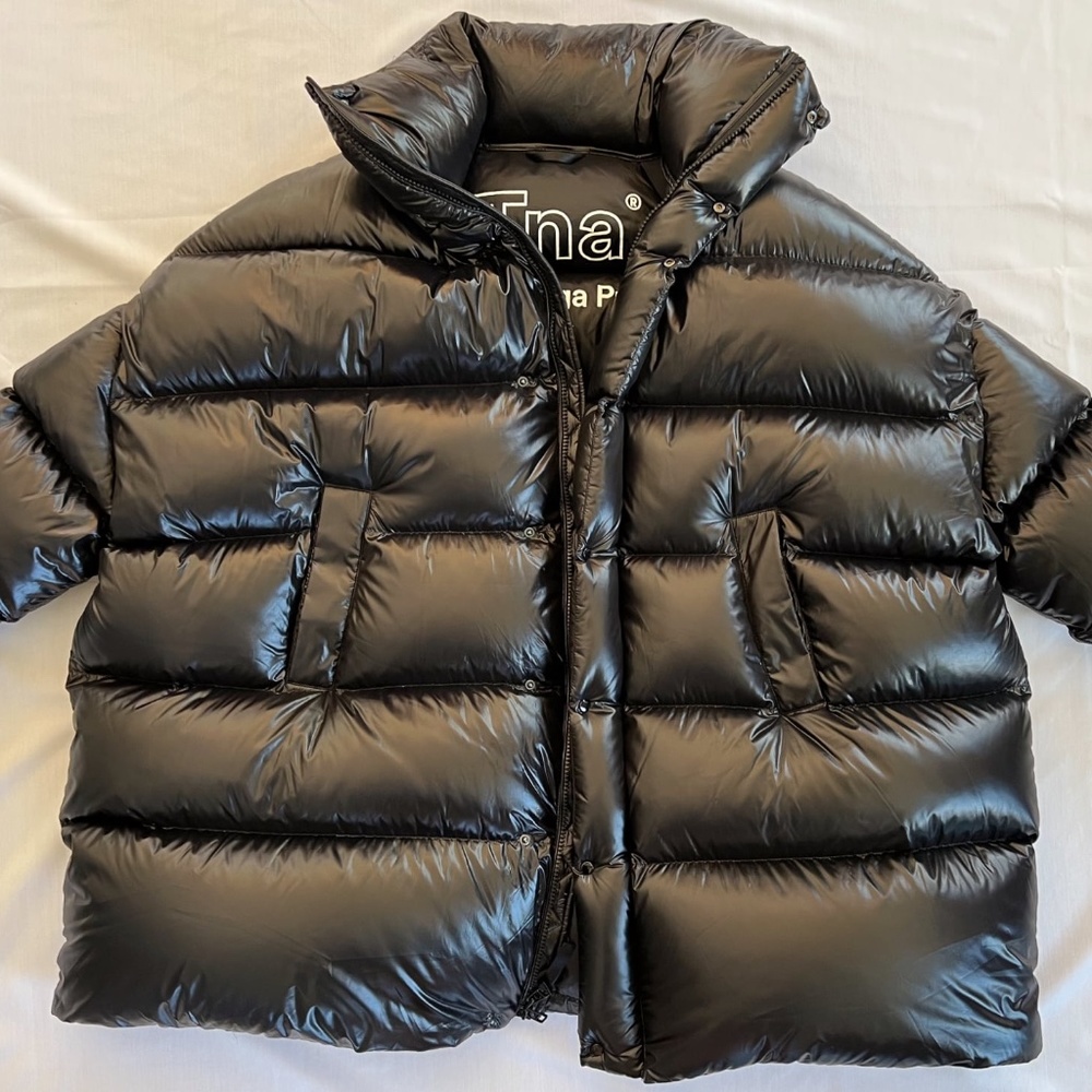 Tna Mega puff meme black oversized coat